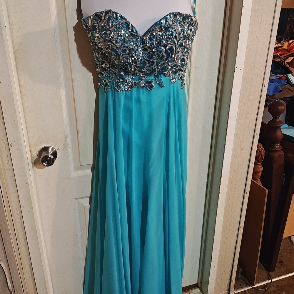 Strapless Blue Sequin Dress